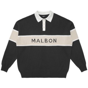Malbon Block Long Sleeve Knitted Polo Shirt