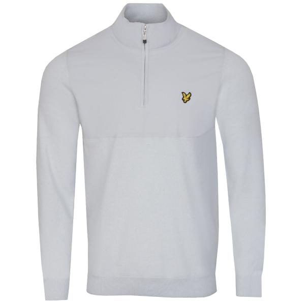 Lyle & Scott Overlay Knit Zip Neck Golf Sweater